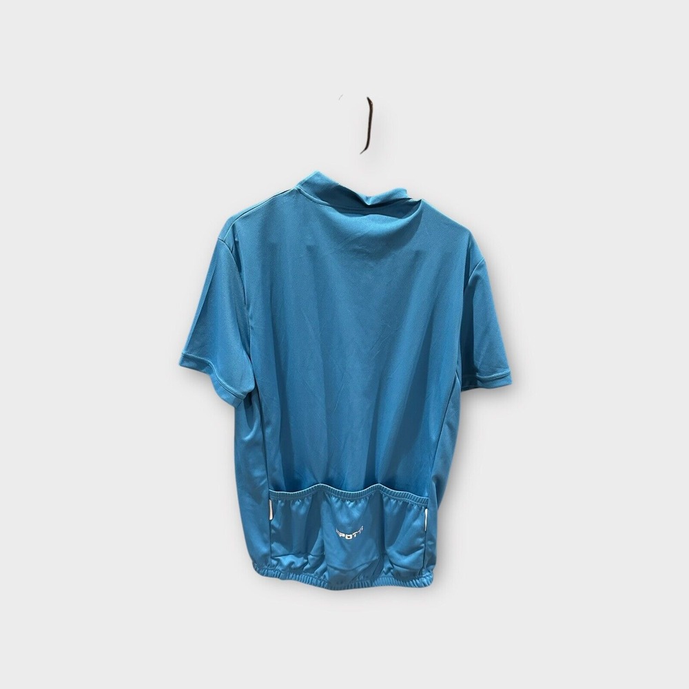 Spotti Men's Cycling Jersey Extra Large Blue 1/2 Zip Short Sleeve 3 Pockets‎ EUC - Picture 3 of 12